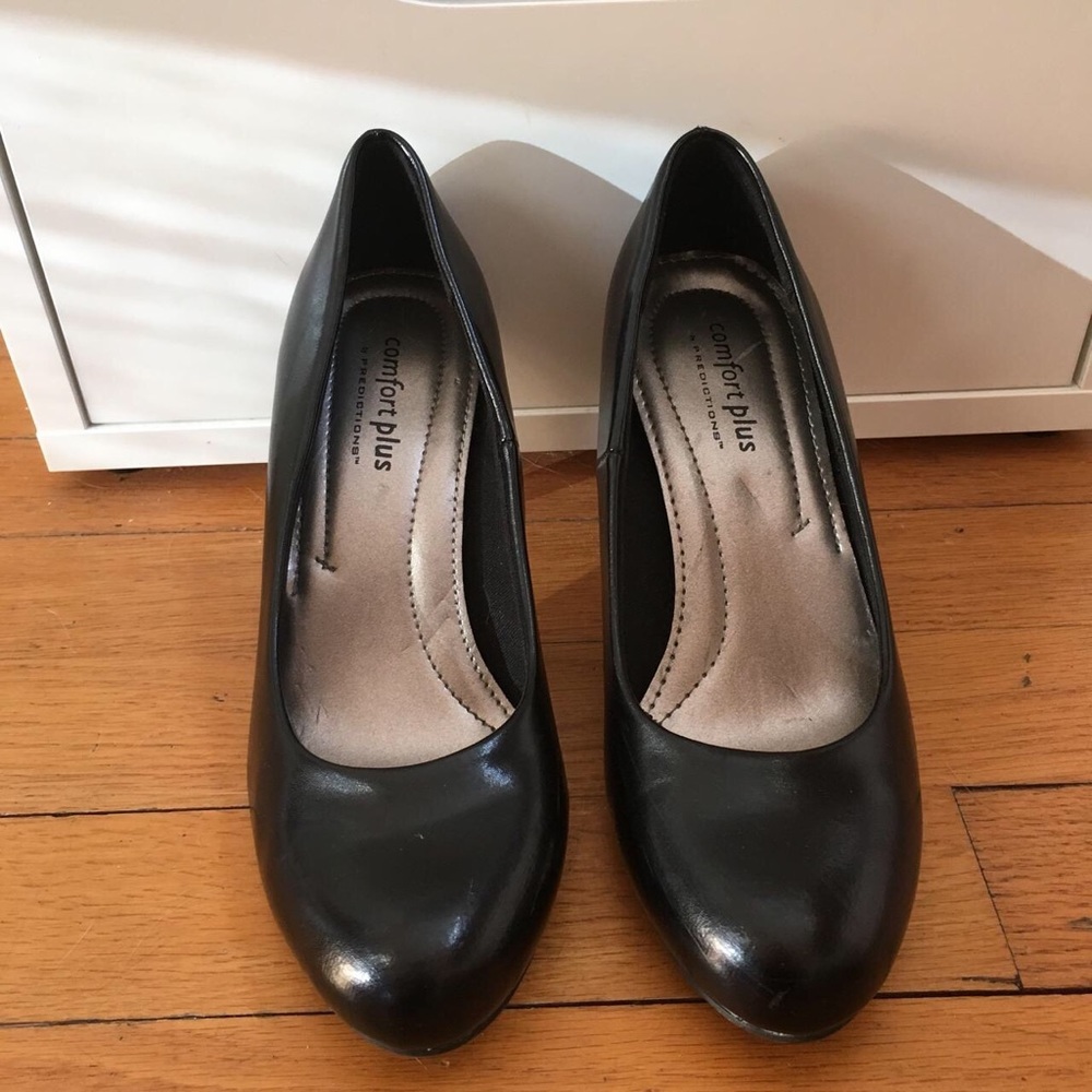 Matted Black Faux Leather Heels